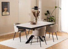 Kulissentisch >Heaven< (ausziehbar bis 240cm) in weiss, Glas-Keramik - 200(240)x76x100cm (BxHxT)