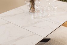 Kulissentisch >Heaven< (ausziehbar bis 240cm) in weiss, Glas-Keramik - 200(240)x76x100cm (BxHxT)