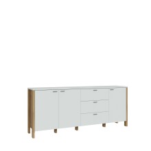 Sideboard >Saitama < 3 Türen, 3 Schubladen, in Mauvella Eiche Dekor / Secret grey - 206,1x86,5x41,6 (BxHxT)