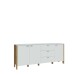 Sideboard >Saitama < 3 Türen, 3 Schubladen, in Mauvella Eiche Dekor / Secret grey - 206,1x86,5x41,6 (BxHxT)