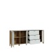 Sideboard >Saitama < 3 Türen, 3 Schubladen, in Mauvella Eiche Dekor / Secret grey - 206,1x86,5x41,6 (BxHxT)