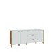 Sideboard >Saitama < 3 Türen, 3 Schubladen, in Mauvella Eiche Dekor / Secret grey - 206,1x86,5x41,6 (BxHxT)