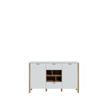 Sideboard >Saitama < 2 Türen, 2 Schubladen, in Mauvella Eiche/ Secret grey - 141,4x86,8x41,6cm (BxHxT)
