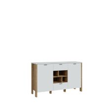 Sideboard >Saitama < 2 Türen, 2 Schubladen, in Mauvella Eiche/ Secret grey - 141,4x86,8x41,6cm (BxHxT)