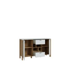 Sideboard >Saitama < 2 Türen, 2 Schubladen, in Mauvella Eiche/ Secret grey - 141,4x86,8x41,6cm (BxHxT)