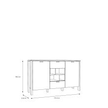 Sideboard >Saitama < 2 Türen, 2 Schubladen, in Mauvella Eiche/ Secret grey - 141,4x86,8x41,6cm (BxHxT)