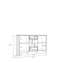 Sideboard >Saitama < 2 Türen, 2 Schubladen, in Mauvella Eiche/ Secret grey - 141,4x86,8x41,6cm (BxHxT)