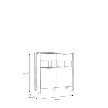 Kommode >Saitama < 2 Türen, 2 Schubladen, in Mauvella Eiche Dekor/ Secret grey - 96,7x102,5x41,6cm (BxHxT)