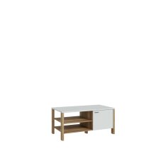 Couchtisch >Saitama < mit "Stauraumtür" in Mauvella Eiche/ Secret grey - 110x51,3x59,6cm (BxHxT)