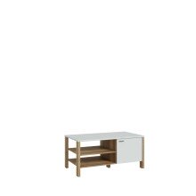 Couchtisch >Saitama < mit "Stauraumtür" in Mauvella Eiche/ Secret grey - 110x51,3x59,6cm (BxHxT)