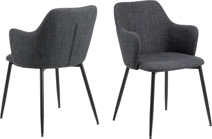 Armlehnstuhl >Ilsa< (2er-Set) in Grau, Polyester, Stahl - 54,5x84,5x60cm (BxHxT)
