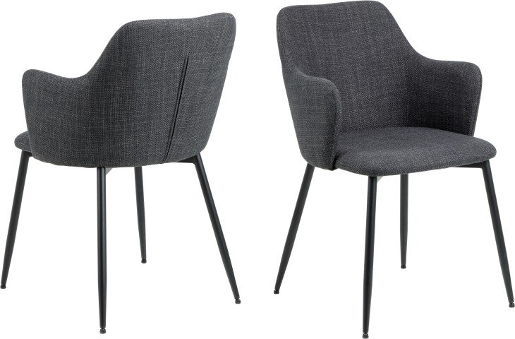 Armlehnstuhl >Ilsa< (2er-Set) in Grau, Polyester, Stahl - 54,5x84,5x60cm (BxHxT)