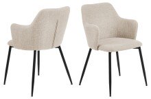 Armlehnstuhl >Ilsa< (2er-Set) in Beige, Polyester, Stahl - 54,5x84,5x60 (BxHxT)