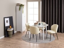 Polsterstuhl >Patricia< (2er-Set) in creme, Stoff, Stahl - 52x82x57,5cm (BxHxT)