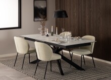 Polsterstuhl >Patricia< (2er-Set) in creme, Stoff, Stahl - 52x82x57,5cm (BxHxT)