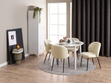 Polsterstuhl >Patricia< (2er-Set) in creme, Stoff, Stahl - 52x82x57,5cm (BxHxT)