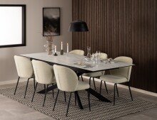 Polsterstuhl >Patricia< (2er-Set) in creme, Stoff, Stahl - 52x82x57,5cm (BxHxT)