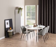 Polsterstuhl >Patricia< (2er-Set) in Grau, Stoff, Stahl - 52x82x57,5cm (BxHxT)
