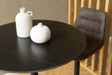 Bartisch >Malta< in schwarz, Keramik, MDF, Stahl - 80x105x80cm (BxHxT)