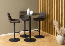 Bartisch >Malta< in schwarz, Keramik, MDF, Stahl - 80x105x80cm (BxHxT)