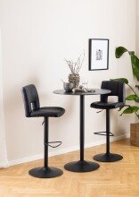 Bartisch >Malta< in schwarz, Keramik, MDF, Stahl - 80x105x80cm (BxHxT)