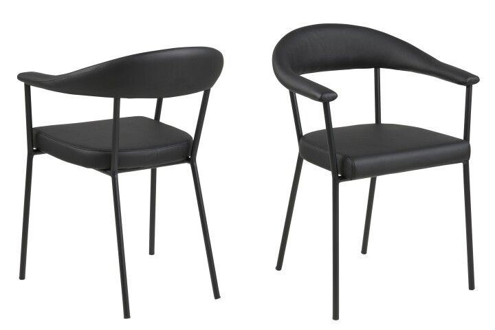 Armlehnstuhl >Ava< (2er-Set) in schwarz - 56x77,5x52,5 (BxHxT)