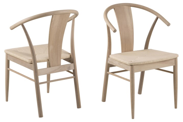 Holzstuhl >Janik< (2er-Set) in Eiche weiss pigmentiert - 54x83x54 (BxHxT)