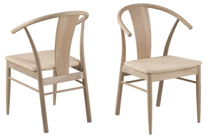 Holzstuhl >Janik< (2er-Set) in Eiche weiss pigmentiert - 54x83x54 (BxHxT)