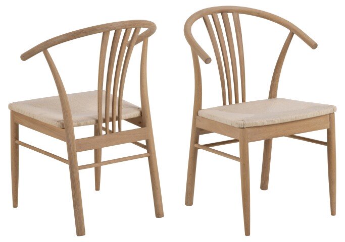 Holzstuhl >I_York< (2er-Set) in Eiche weiss pigmentiert - 54x83x54 (BxHxT)