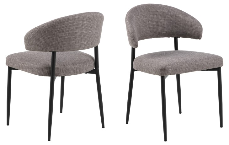 Polsterstuhl >Edina< (2er-Set) in graubraun, Polyester, Stahl - 56x77x55 (BxHxT)