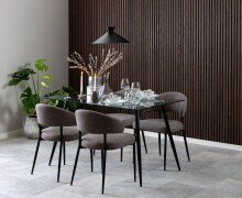 Polsterstuhl >Edina< (2er-Set) in graubraun, Polyester, Stahl - 56x77x55 (BxHxT)