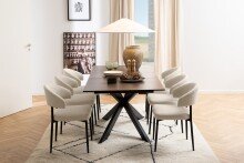 Polsterstuhl >Edina< (2er-Set) in Beige, Polyester,Stahl - 56x77x55cm (BxHxT)