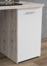 Schreibtisch >NET106< mit 4 Schubladen und Tür, in Weiss/ Sandeiche Dekor - 145x76,3x60cm (BxHxT)