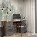 Schreibtisch >NET106< mit 4 Schubladen und Tür, in Betonoptik Dunkelgrau/Old-Wood Dekor - 145x76,3x60cm (B/H/T)