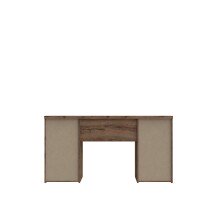 Schreibtisch >NET106< mit 4 Schubladen, in Schwarz/Schlammeiche Dekor - 145x76,3x60cm (BxHxT)