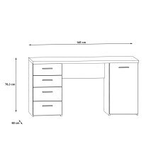 Schreibtisch >NET106< mit 4 Schubladen, in Schwarz/Schlammeiche Dekor - 145x76,3x60cm (BxHxT)