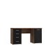 Schreibtisch >NET106< mit 4 Schubladen, in Schwarz/Schlammeiche Dekor - 145x76,3x60cm (BxHxT)