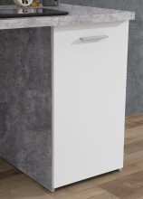 Schreibtisch >NET106< mit 4 Schubladen und Tür, in Weiss/ Betonoptik Lichtgrau - 145x76,3x60cm (BxHxT)