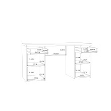 Schreibtisch >NET106< mit 2 Schubladen und 2 Türen, in Weiss/ Sandeiche Dekor - 145x76,3x60cm (BxHxT)
