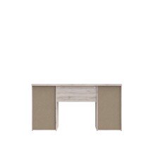 Schreibtisch >NET106< mit 2 Schubladen und 2 Türen, in Weiss/ Sandeiche Dekor - 145x76,3x60cm (BxHxT)