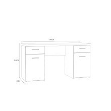 Schreibtisch >NET106< mit 2 Schubladen und 2 Türen, in Weiss/ Sandeiche Dekor - 145x76,3x60cm (BxHxT)