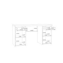 Schreibtisch >NET106< mit 2 Schubladen und 2 Türen, in Weiss/ Sandeiche Dekor - 145x76,3x60cm (BxHxT)