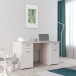 Schreibtisch >NET106< mit 2 Schubladen und 2 Türen, in Weiss/ Sandeiche Dekor - 145x76,3x60cm (BxHxT)