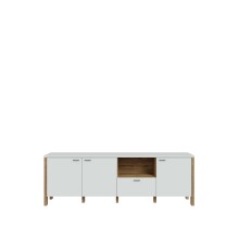 TV-Lowboard >Saitama < mit 3 Türen und Schublade, in Mauvella Eiche Dekor/ Secret grey  - 191,1x64,1x41,6cm (BxHxT)