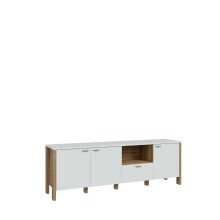 TV-Lowboard >Saitama < mit 3 Türen und Schublade, in Mauvella Eiche Dekor/ Secret grey  - 191,1x64,1x41,6cm (BxHxT)