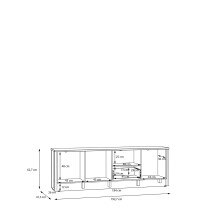 TV-Lowboard >Saitama < mit 3 Türen und Schublade, in Mauvella Eiche Dekor/ Secret grey  - 191,1x64,1x41,6cm (BxHxT)