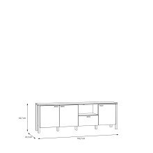 TV-Lowboard >Saitama < mit 3 Türen und Schublade, in Mauvella Eiche Dekor/ Secret grey  - 191,1x64,1x41,6cm (BxHxT)