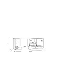 TV-Lowboard >Saitama < mit 3 Türen und Schublade, in Mauvella Eiche Dekor/ Secret grey  - 191,1x64,1x41,6cm (BxHxT)
