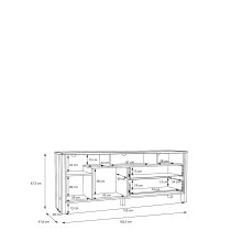 TV-Lowboard >Saitama < mit 2 Schubladen, in Mauvella Eiche Dekor/ Secret grey  - 162,3x67,3x41,6cm (BxHxT)