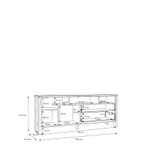 TV-Lowboard >Saitama < mit 2 Schubladen, in Mauvella Eiche Dekor/ Secret grey  - 162,3x67,3x41,6cm (BxHxT)